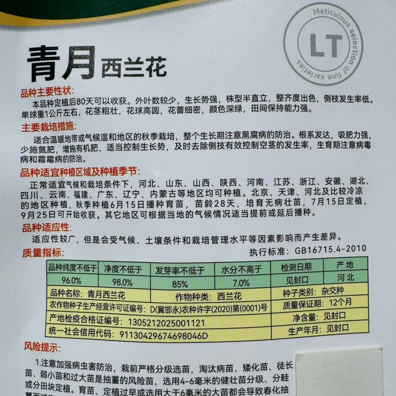 青月西兰花种子花蕾细密花椰菜种子颜色深绿花茎粗壮秋季花菜
