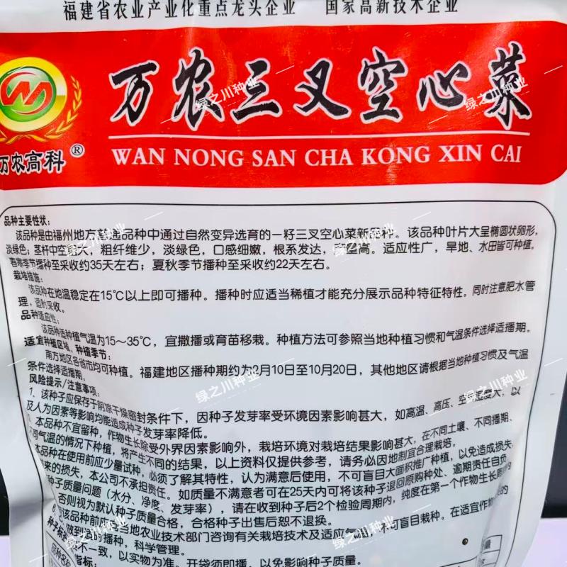 万农三叉空心菜种子高纯度一籽三叉空心菜种籽耐热通心菜种子