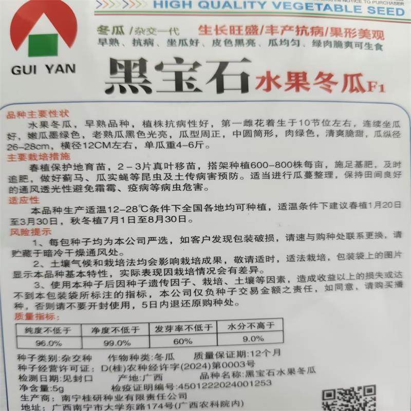 可以生食的迷你型冬瓜种子新品种绿肉脆爽果型优美