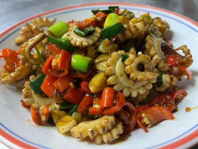 花开富贵鱿鱼刻花鱿鱼条鱿鱼花火花铁板食材