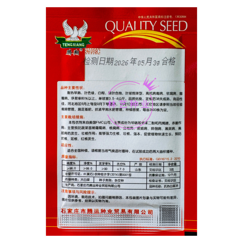 抗热白菜38白菜种子杂交高产抗病耐热耐抽薹大白菜种籽夏秋