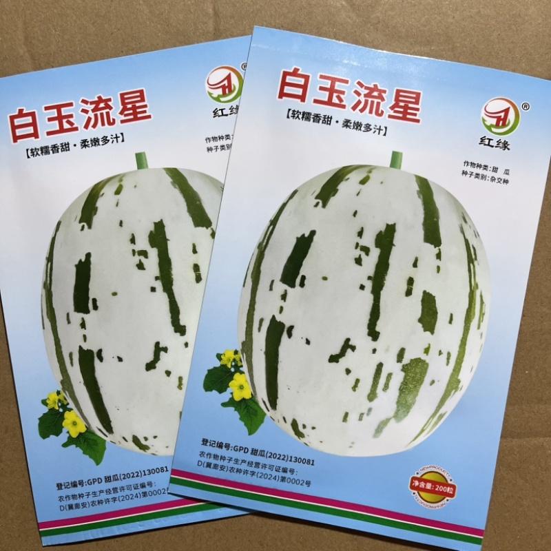 白玉流星甜瓜品种糖度高，薄皮，品种种子