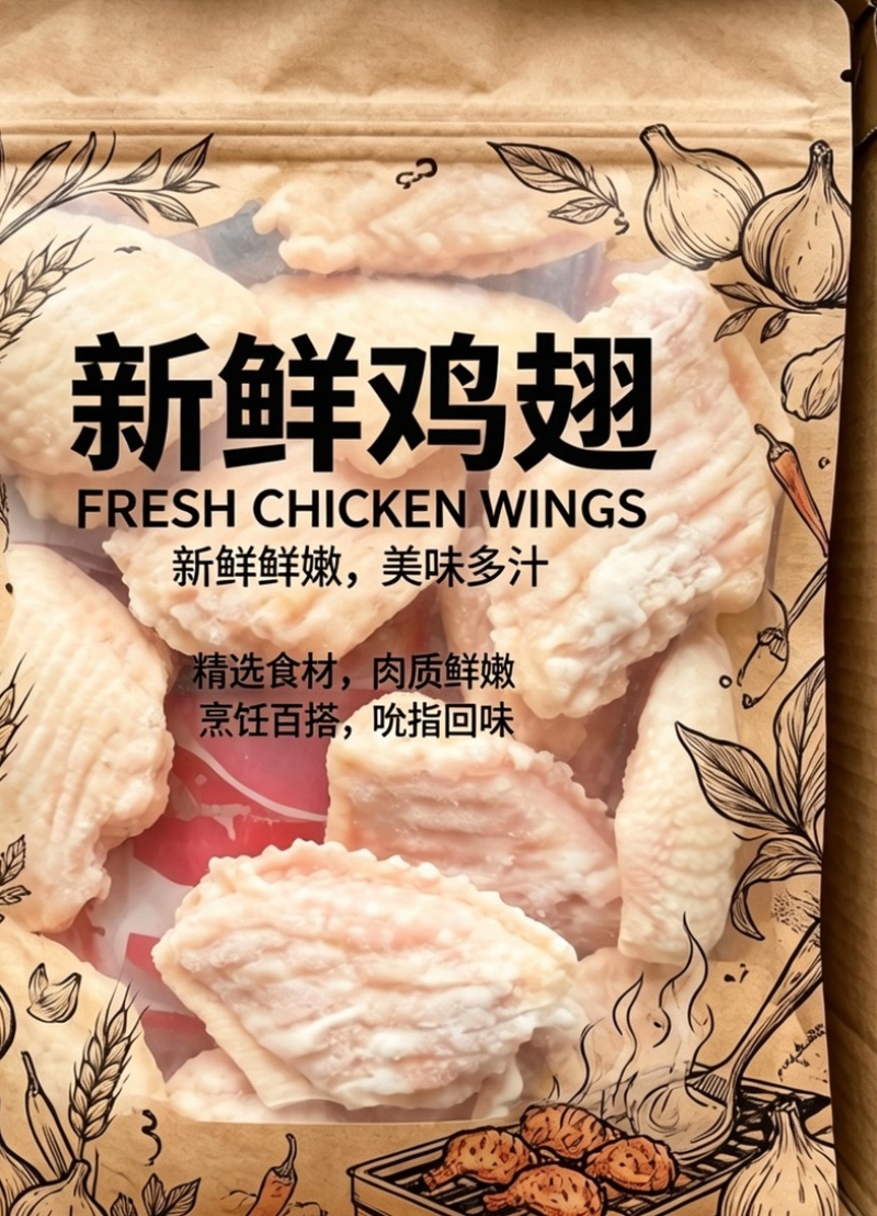 电商款鸡翅中现货可订做500g1000g