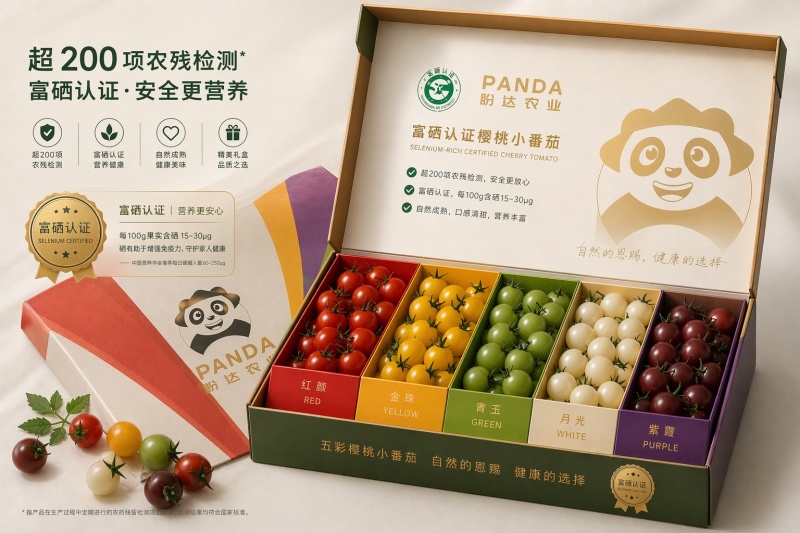 【盼达农业】富硒五彩樱桃小番茄礼盒超200项农残检测