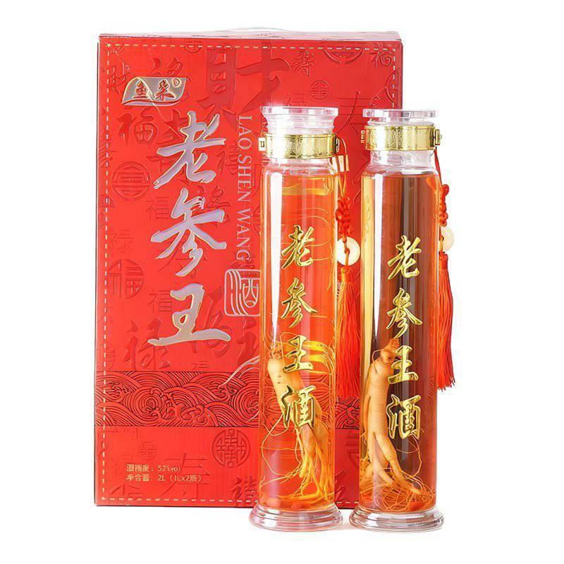 老参王高档礼盒人参酒二瓶*2L.高粱酒52°