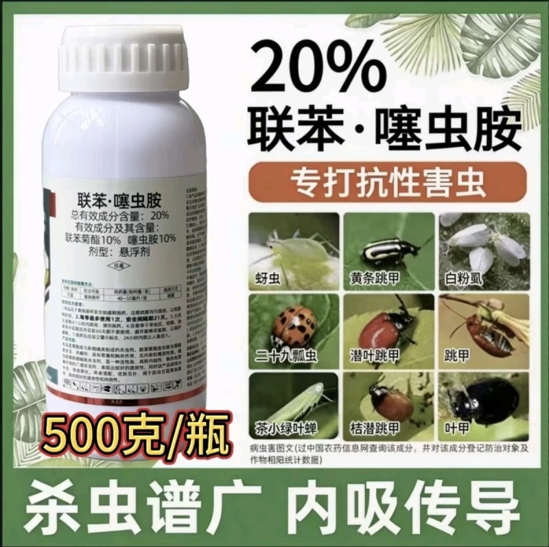 20%联苯噻虫胺蚜虫茶小叶蝉飞虱黄条跳甲大田作物通用