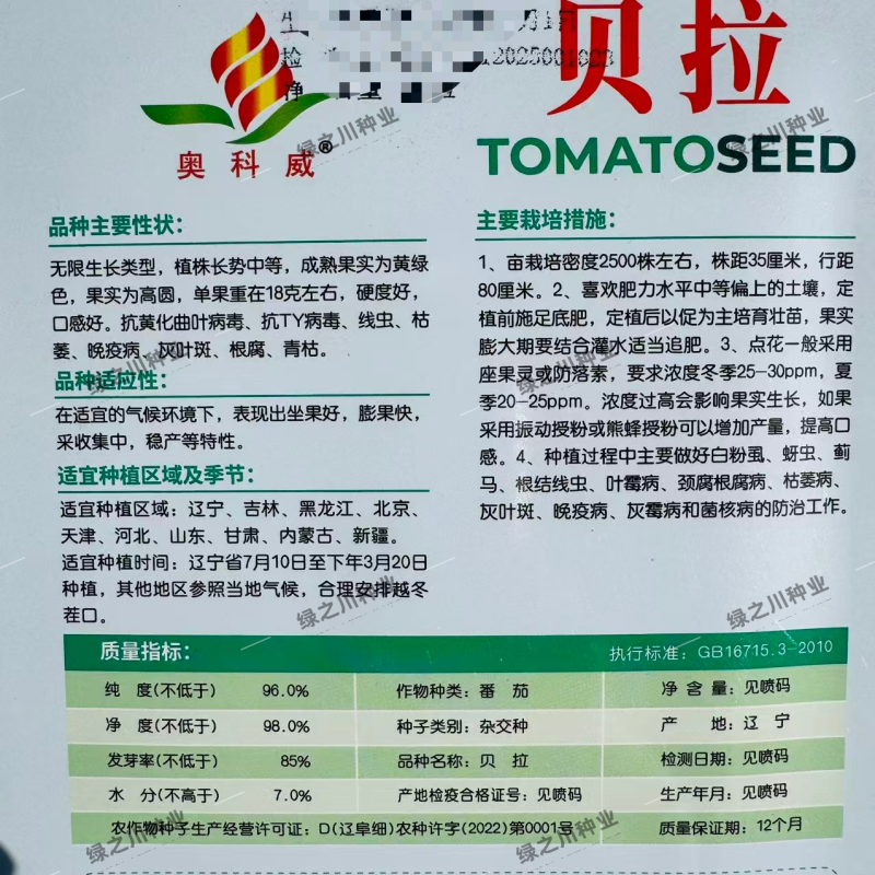 贝拉小番茄种子无限生长型香甜黄绿色樱桃番茄种籽水果番茄种