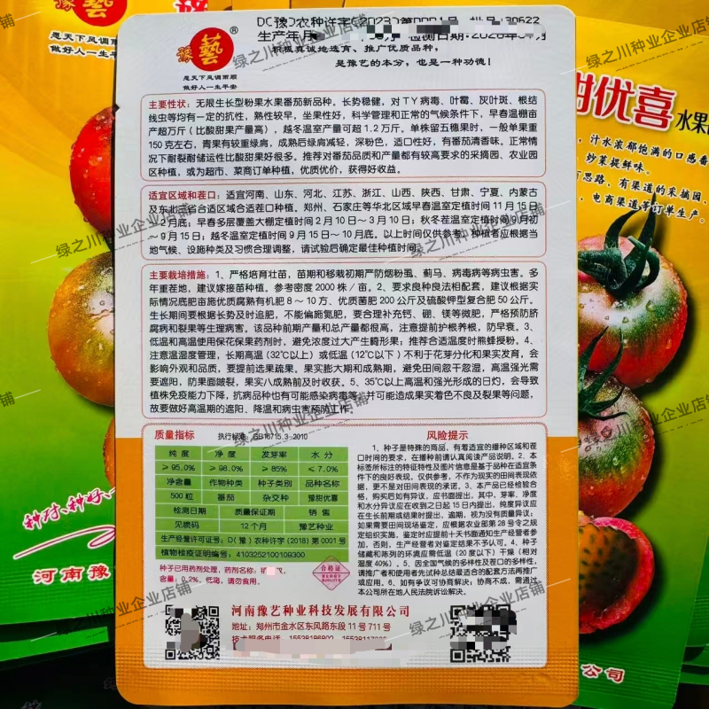 豫甜优喜水果番茄种子酸甜好吃口感番茄种籽带绿肩采摘园番茄