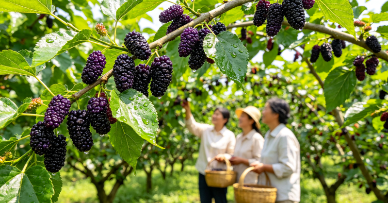 大家好，我是来自河北万亩桑葚采摘园的种植户。大量桑椹