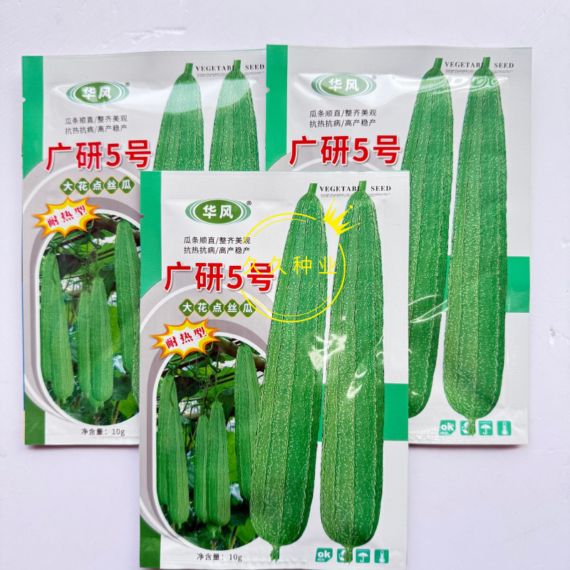 广研5号大肉花点丝瓜种子早中熟皮色浅青白有花点棱沟浅耐热