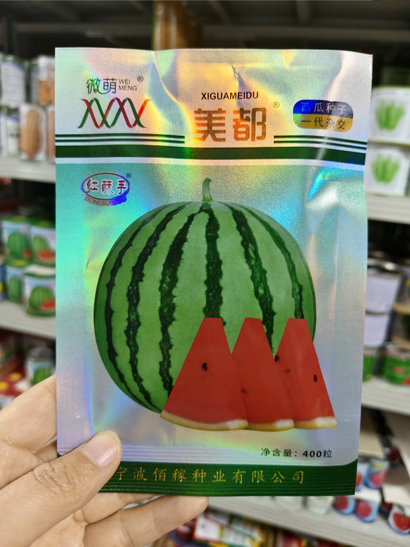 宁波微萌美都西瓜种子正宗桃红瓤美都西瓜种籽中熟甜而多汁