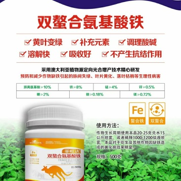 双鳌合氨基酸铁，预防叶片黄化，小叶，黄梢等
