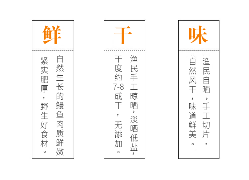 包邮）鳗鱼干去头去尾鳗鱼段淡干无盐鳗鱼鱼干干货咸鱼干海鲜