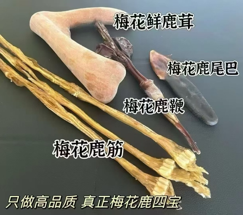 梅花鹿干鹿筋净筋后腿筋成年壮鹿鹿筋净筋不带蹄夹