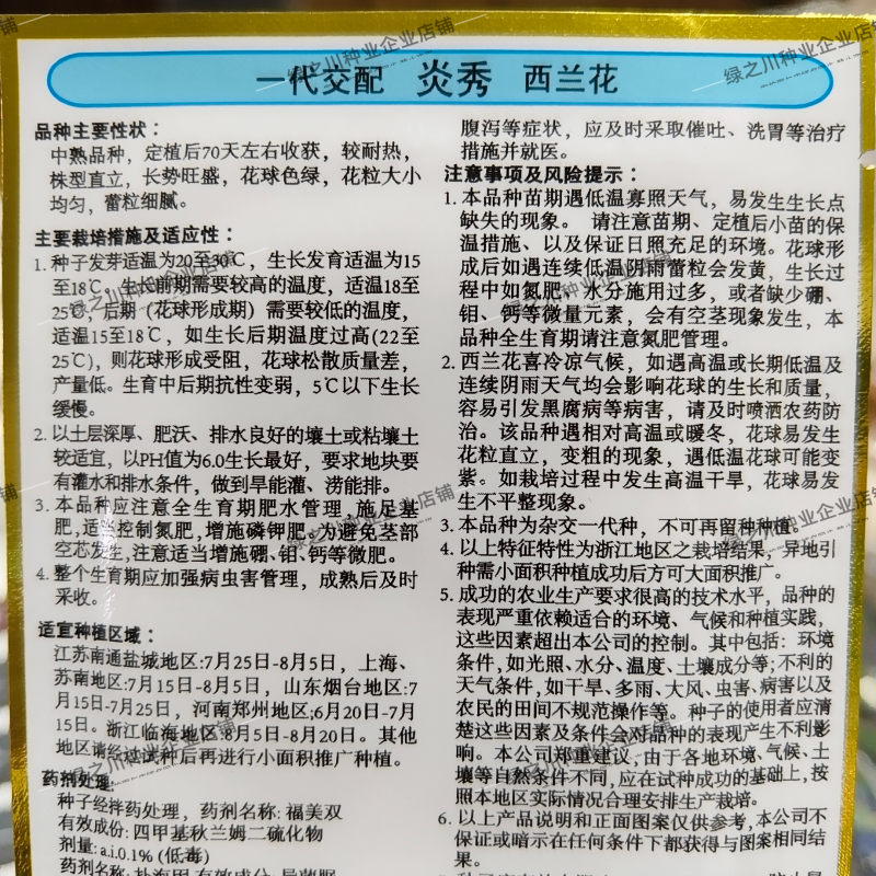 炎秀西兰花种子进口一代杂交西兰花品种西蓝花花椰菜种子绿色