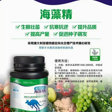 【海藻精】500克/瓶，20%海藻酸，进口泡叶藻，生根抗逆性