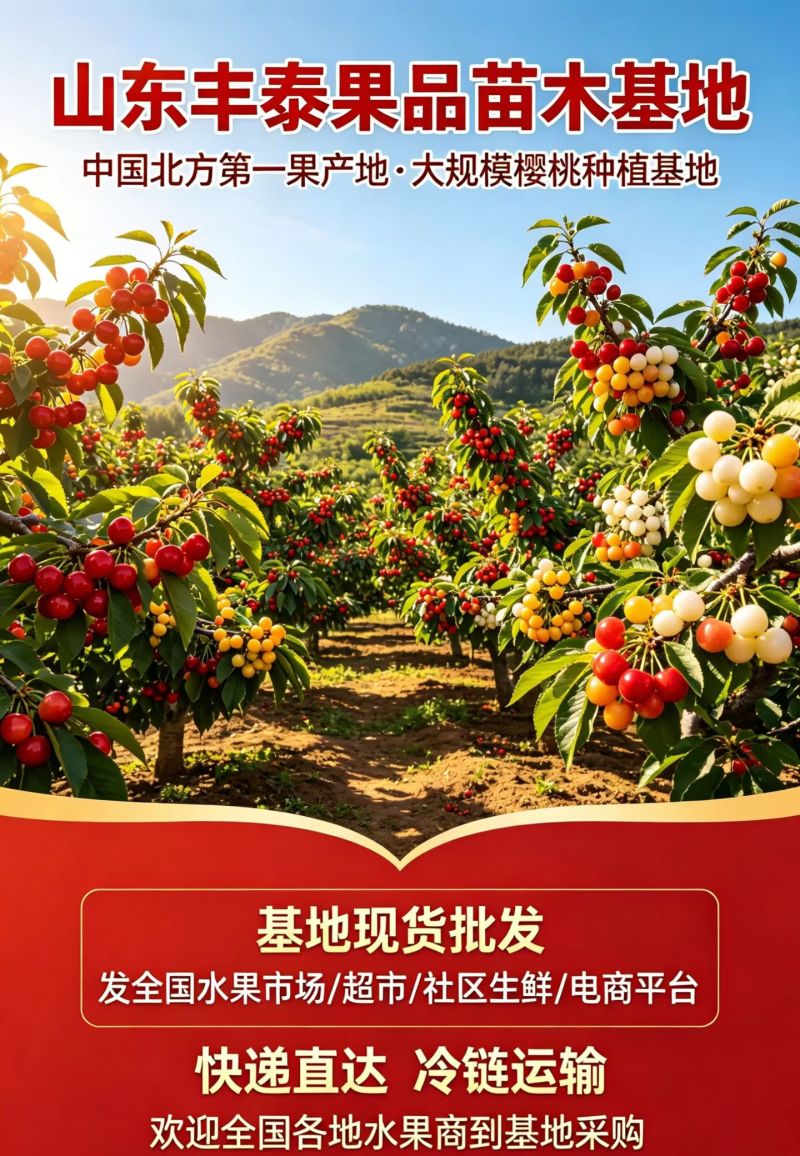 山东大樱桃熟了先锋美早红灯黄蜜布鲁克斯发全国水果市场电商
