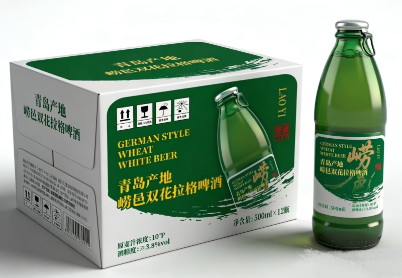 青岛产地，双花拉格啤酒
