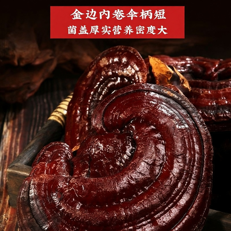 福东海灵芝250g整朵灵芝片磨灵芝粉煲汤泡酒用料灵芝礼盒
