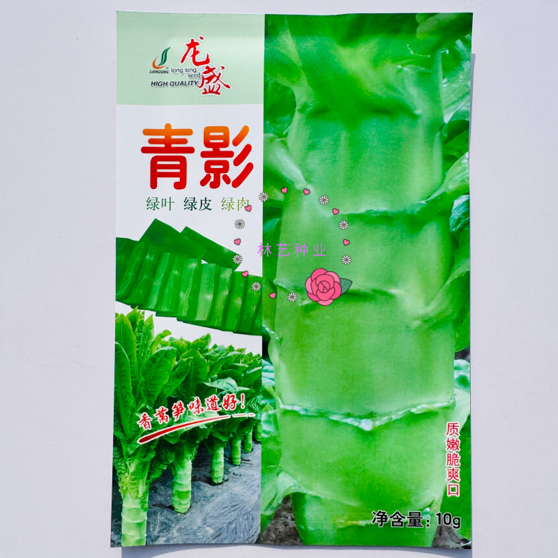 龙盛青夏香莴笋种子圆叶晚熟半高桩长棒形皮浅青脆嫩莴苣种子