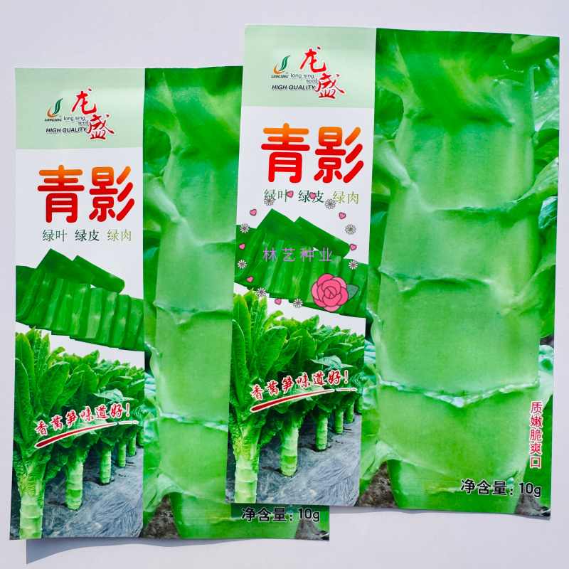 龙盛青夏香莴笋种子圆叶晚熟半高桩长棒形皮浅青脆嫩莴苣种子