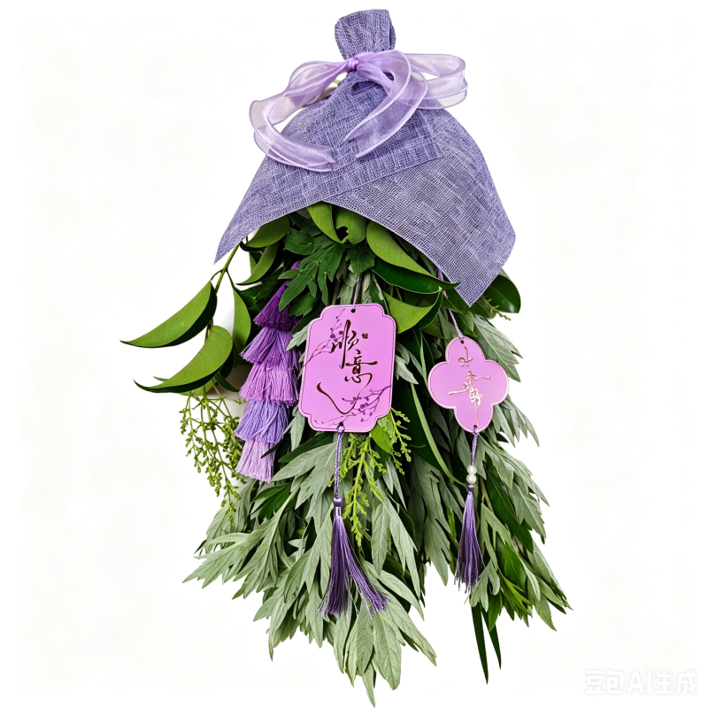 端午节新鲜艾草花环花束预定中