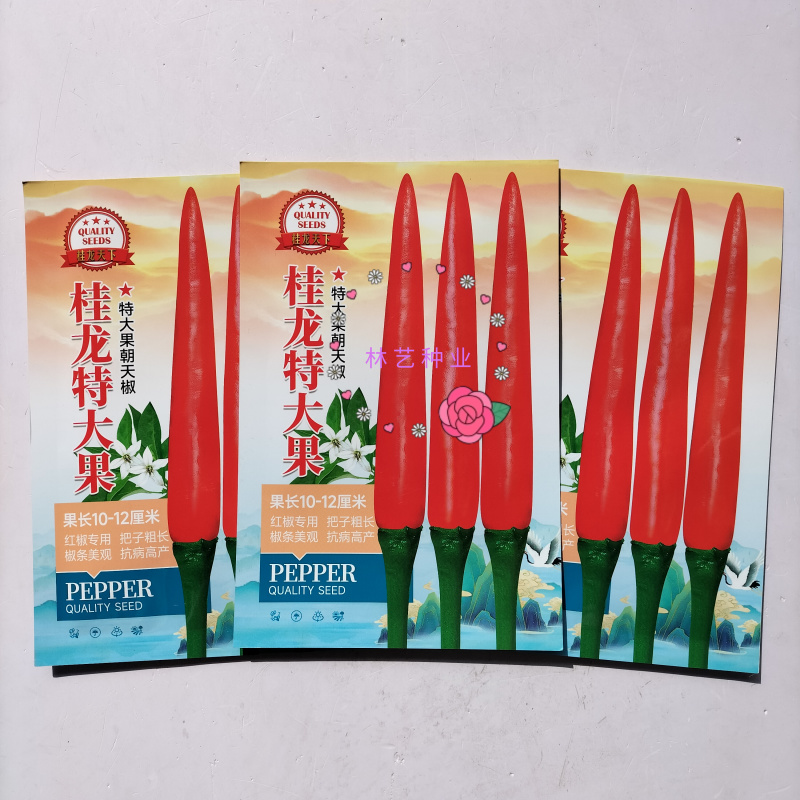 桂龙特大果朝天椒种子中晚熟单生辣度高耐热耐湿辣椒种籽蔬菜