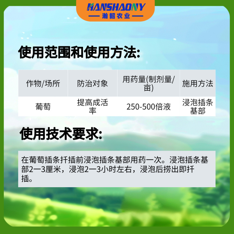 旭苗5%吲哚丁酸萘乙酸葡萄扦插生根提高成活率植物生长调节