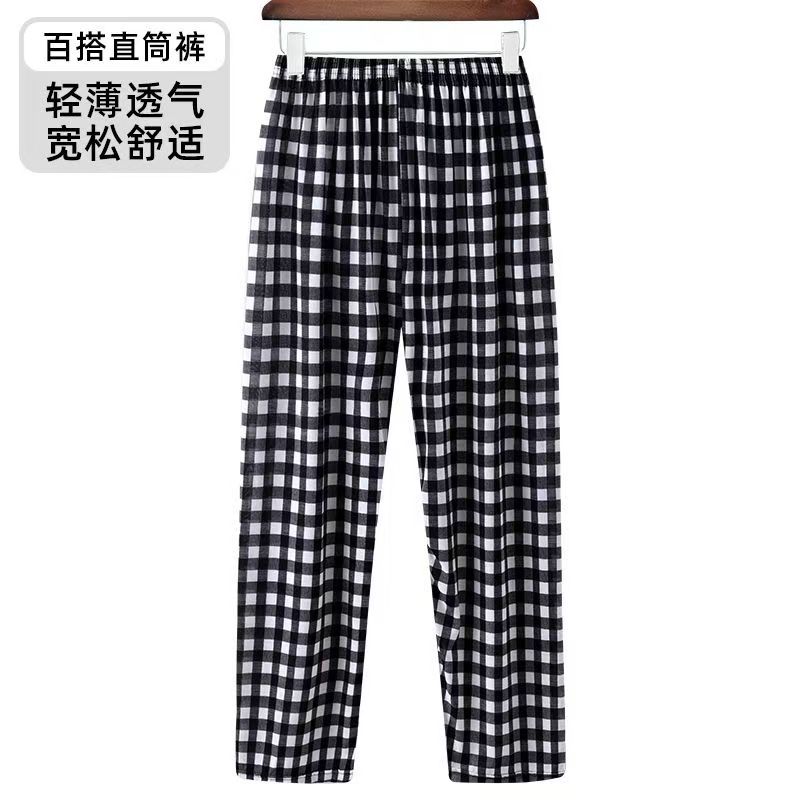 妈妈冰丝裤夏季女士花裤子新款裤宽松大码松紧腰休闲九分裤打