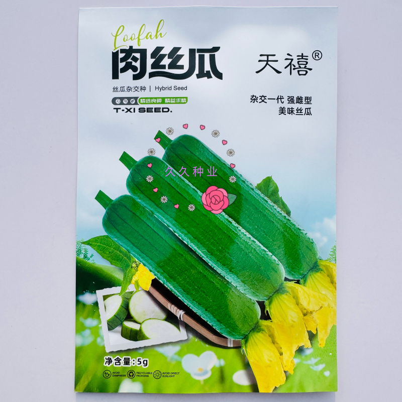 天禧肉丝瓜种子早熟高产皮绿肉嫩脆甜香丝瓜南方北方可种