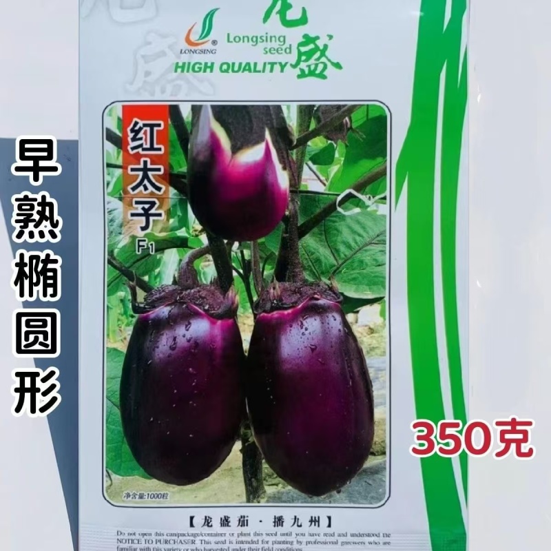 龙盛红太子茄子种子一代杂交早熟果肉白色紫红圆茄种子蔬