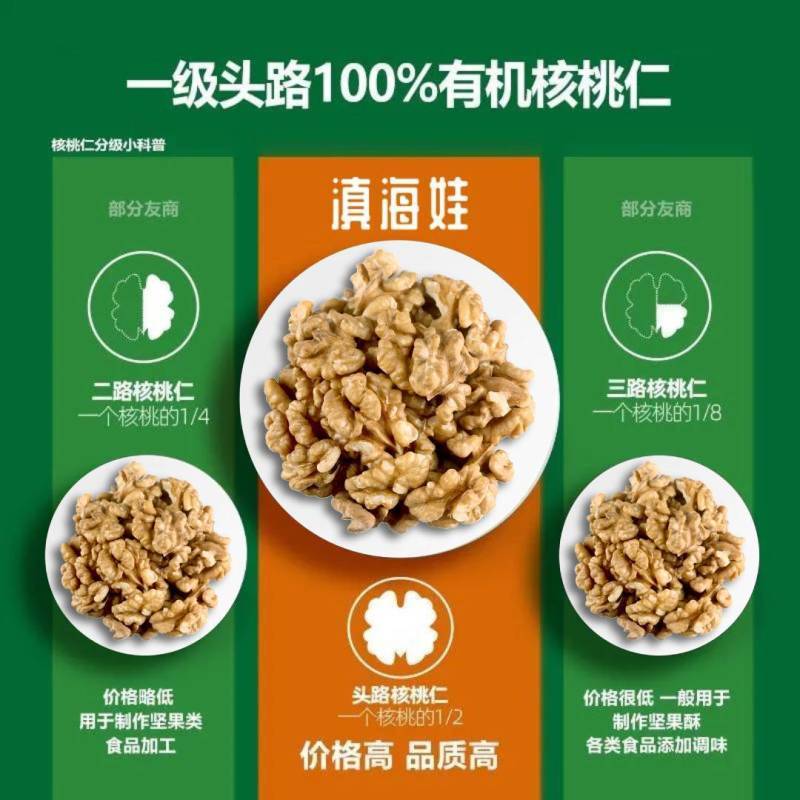 云南有机核桃仁原味新货坚果薄皮核桃休闲零食小吃原