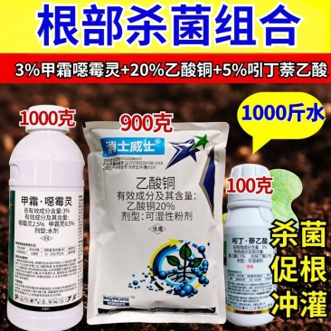 根部病害20%乙酸铜3%甲霜恶霉灵吲丁萘乙酸组合立枯病