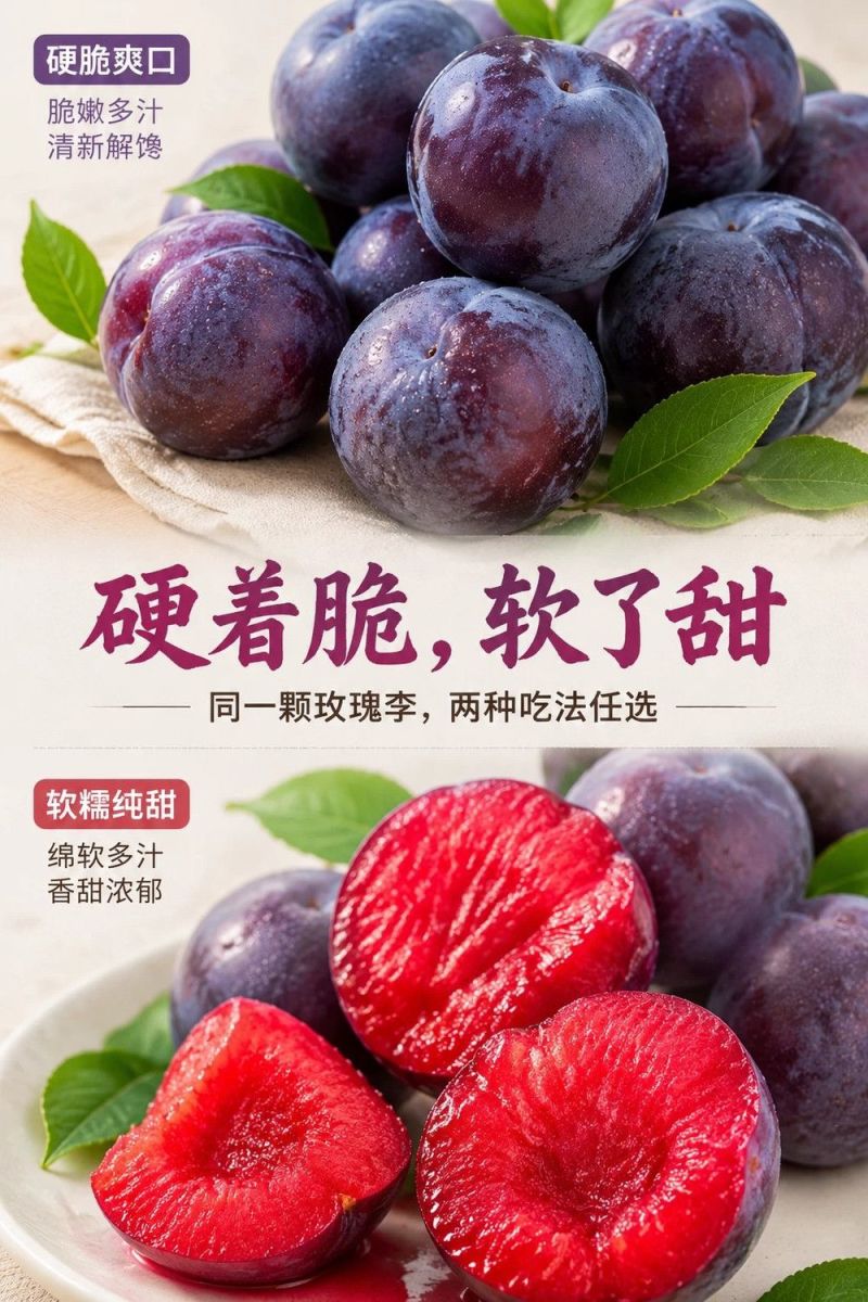 正宗风味玫瑰李红肉李子新鲜时令水果放软撕皮纯甜一件代发