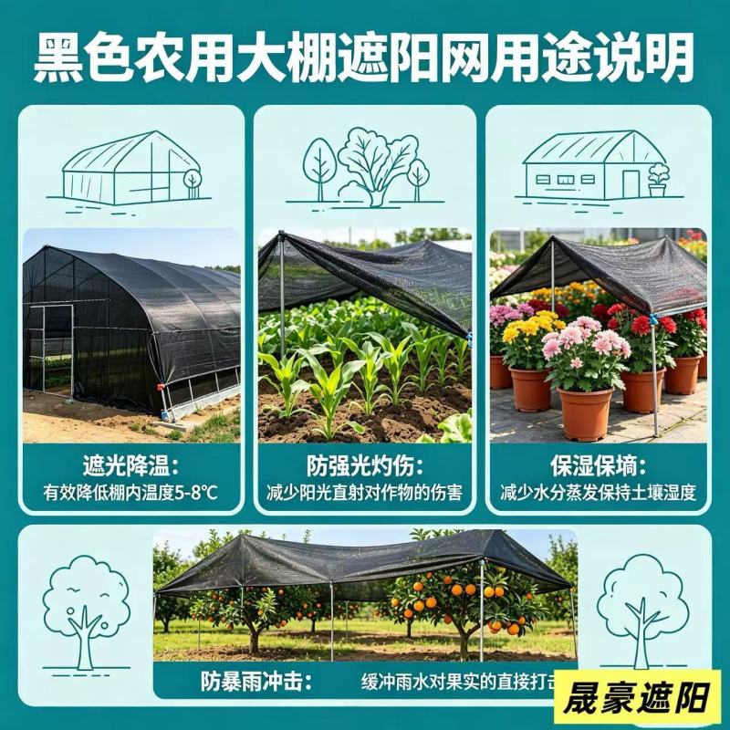 遮阳防晒网加密加厚隔热网黑色大棚降温农用种植养殖遮阳网抗
