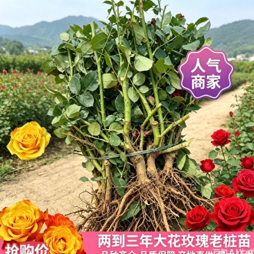 3年玫瑰月季大苗老桩苗爬藤月季老桩大花鲜切花苗绿化工程