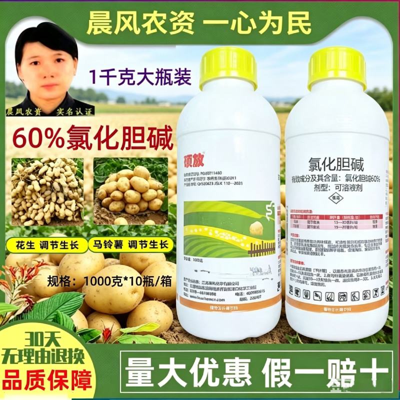 硕放60%氯化胆碱马铃薯花生地下根茎块茎膨大剂植物生长调