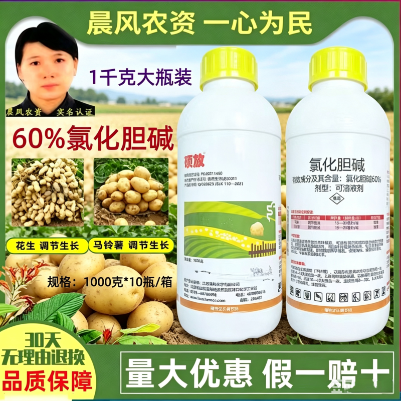 硕放60%氯化胆碱马铃薯花生地下根茎块茎膨大剂植物生长调