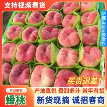 桃精品陆地毛蟠桃原产地供货，脆甜多汁，可接商超市场电商！