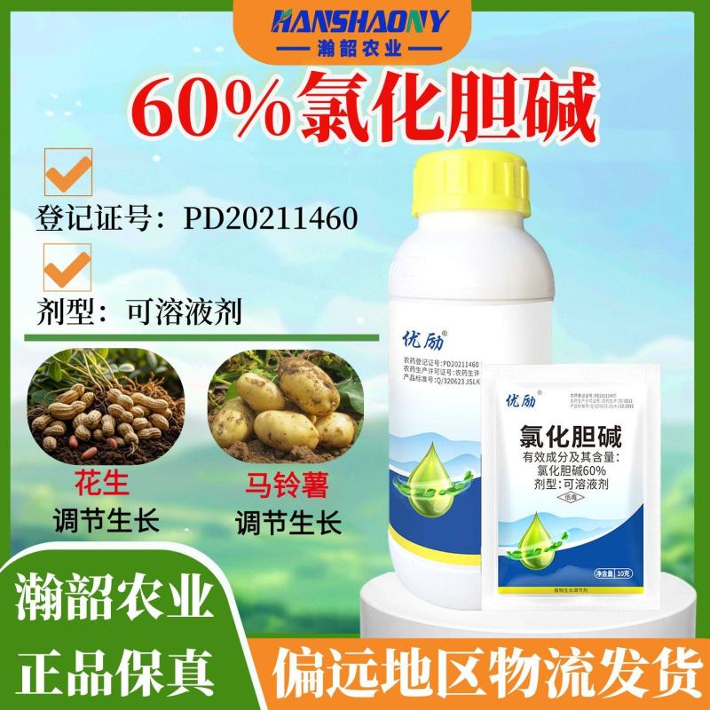 60%氯化胆碱红薯地下根茎膨大提质增产农用花生土豆作物