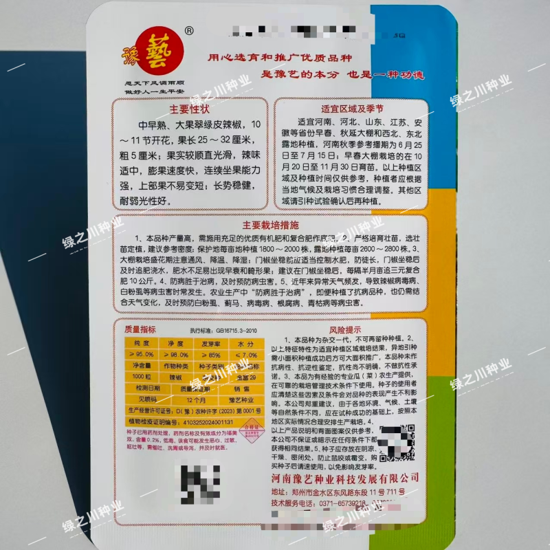 豫艺金富29辣椒种子大果牛角椒种子翠绿色大尖椒种籽早熟