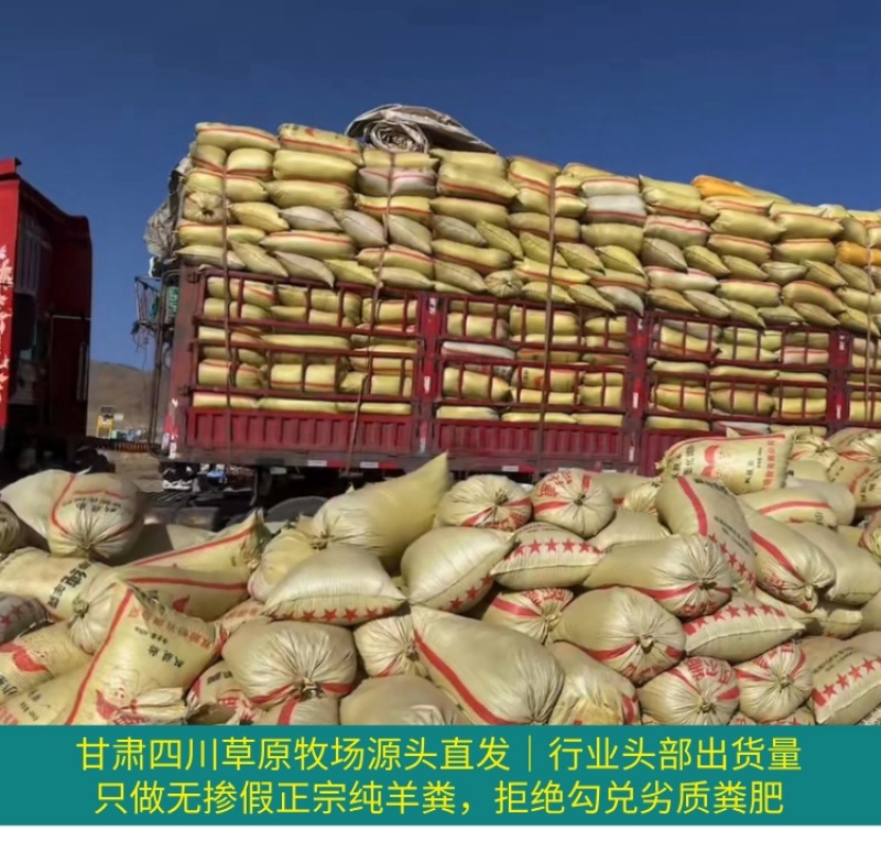 甘肃四川草原纯羊粪有机肥源头货源，整车大批量批发