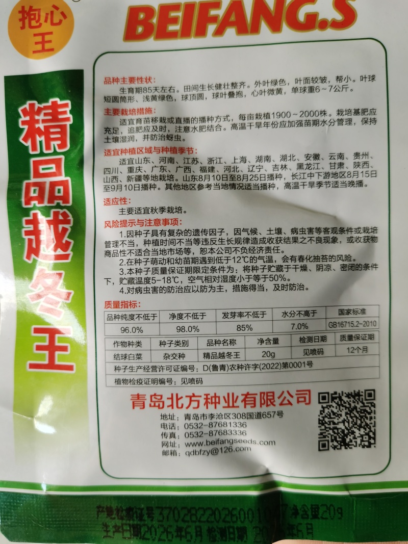 越冬王精品越冬大白菜杂交一代种子菜基地品种