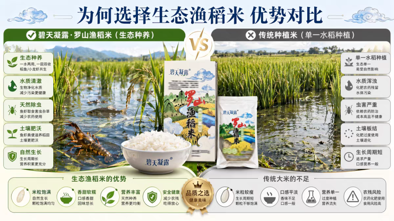 “碧天凝露”牌罗山渔稻米真空包装3kg生态种植