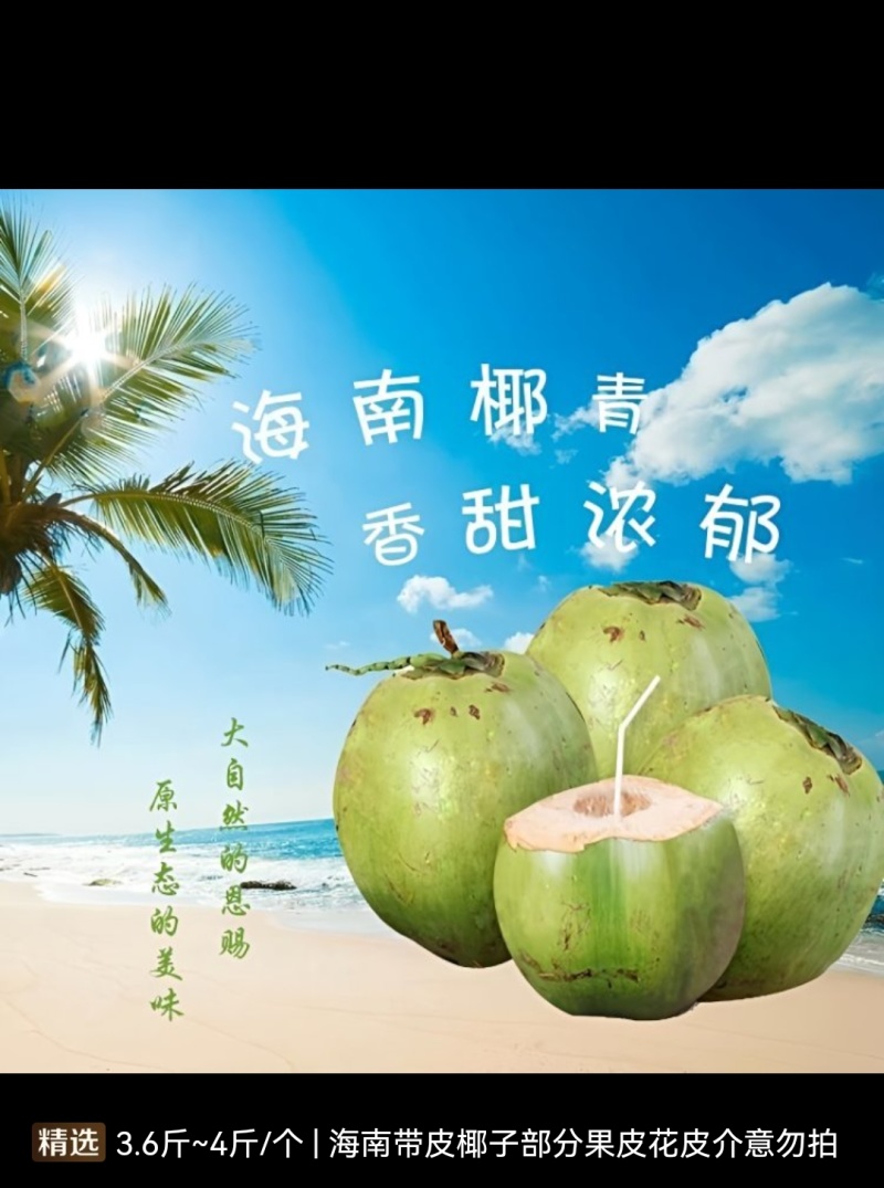 海南万宁青椰子产地货源4-8斤超大果整车代发社区