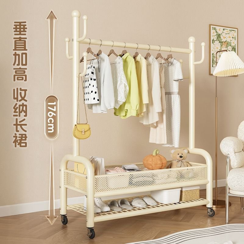 落地晾衣架鞋架立式卧室挂衣服架子巨粗小型阳台家用晾衣神器
