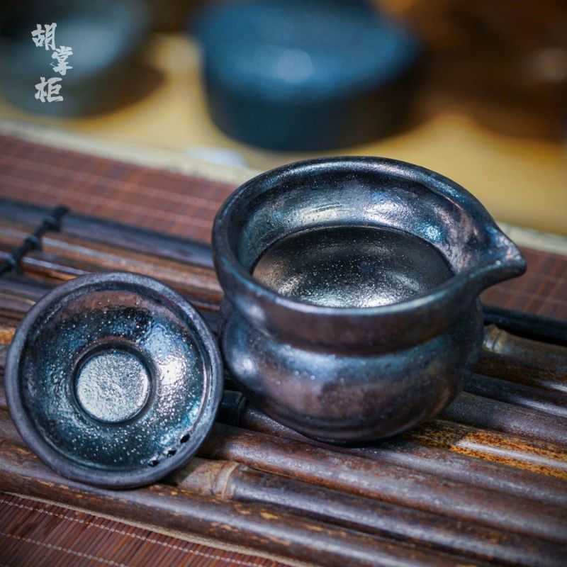 荥经砂器茶具怀旧复古手工黑砂茶壶做旧老式泡茶壶手抓壶