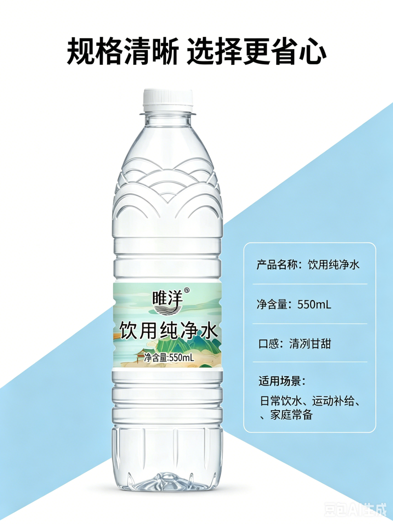 新款唯洋纯净水550ml外观新包装口感清爽整箱货源