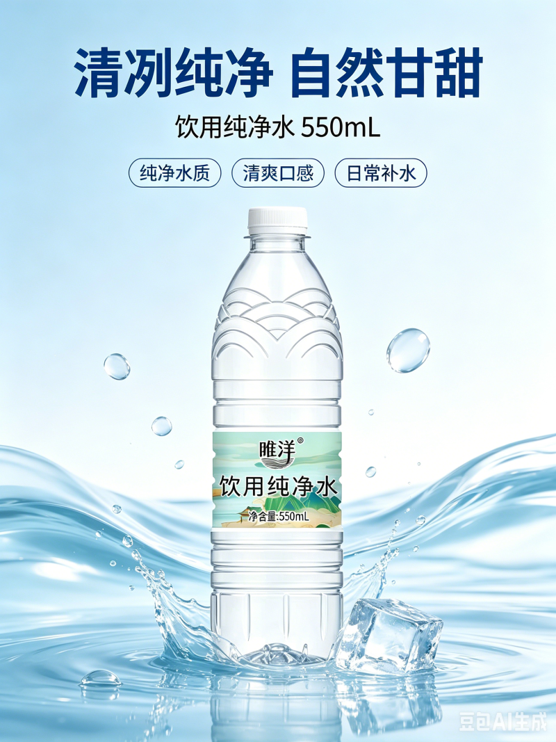 新款唯洋纯净水550ml外观新包装口感清爽整箱货源