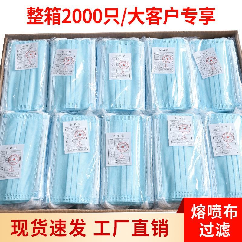 整箱口罩一次性批发三层成人防尘透气美容院餐饮专用口罩20